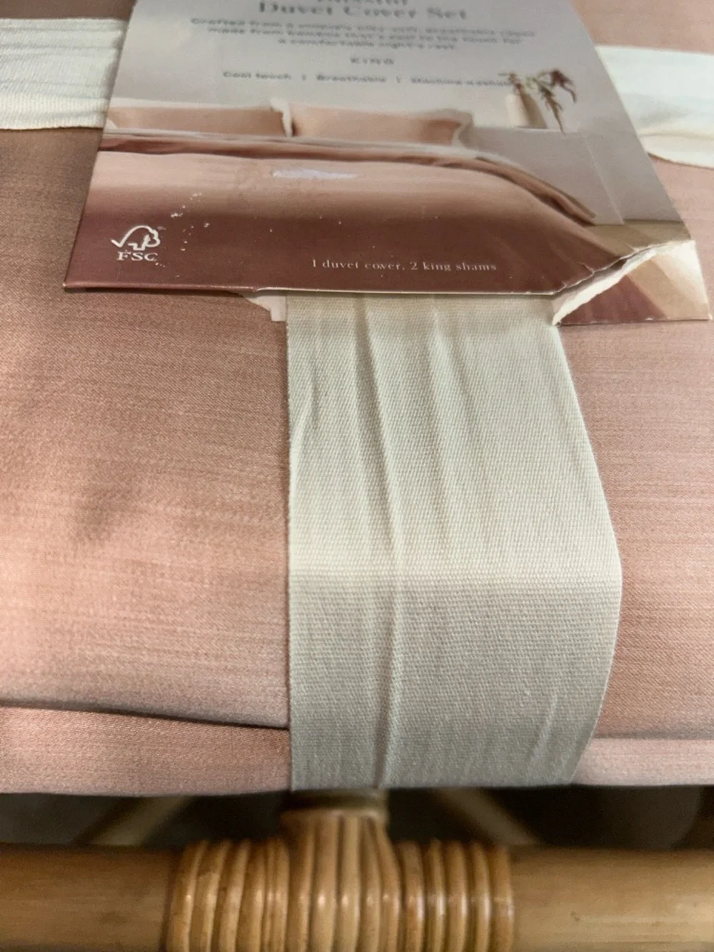 Casaluna King Rayon from Bamboo Duvet & Sham Set, Light Adobe Clay